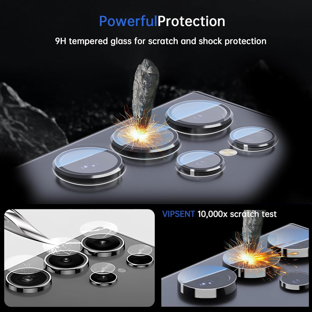 For Samsung Galaxy S24 Ultra Camera Lens Protector, Individual Lens Protector, Ultra HD 9H Tempered Glass Screen Protective Cover, Anti-scratch, Military Grade Drop Protection 2 Set. (Clear, S24 Ultra)