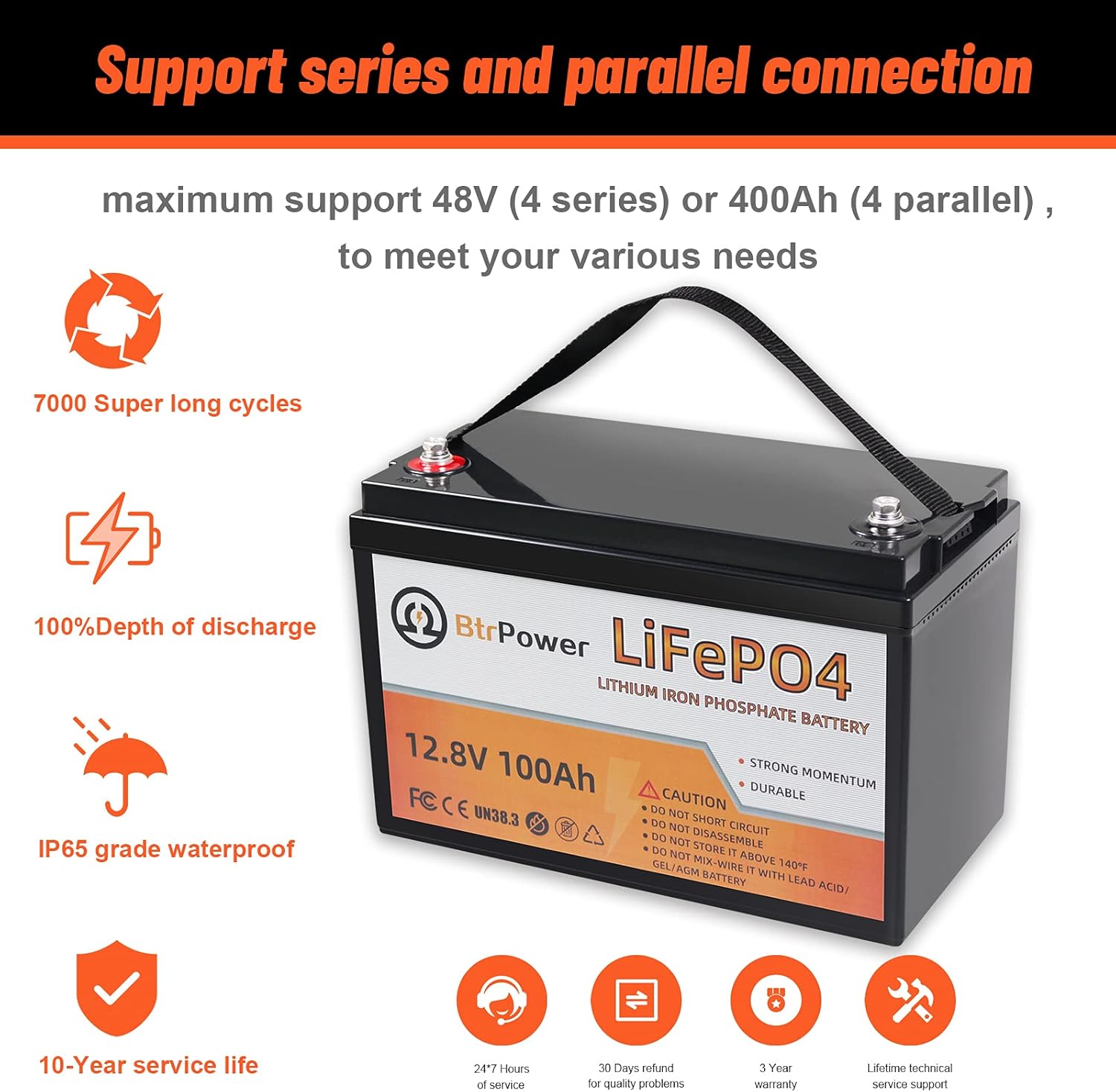 2 Pack 12v 100ah lithium battery lifepo4 24v lithium iron phosphate deep cycle marine battery 12 volt pack for rv solar system home storage trolling motor