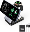 3 in 1 Charging Station for Multiple Devices Apple Compatible with Magsafe Charger Stand, 15W Foldable Cube Wireless Charger for 16/15/14/13/12 Series, Apple Watch, Airpod