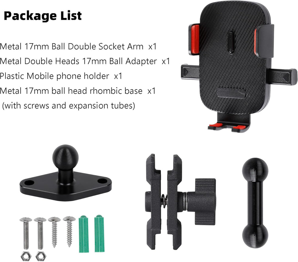 Car Phone Holder Mount for AMPS Standard Diamond Base ，Aluminum 360° Rotation Phone Mount for Car Dashboard Truck Boat Desk， Compatible with iPhone 16 15 14 13 12 Series Samsung S24 S23