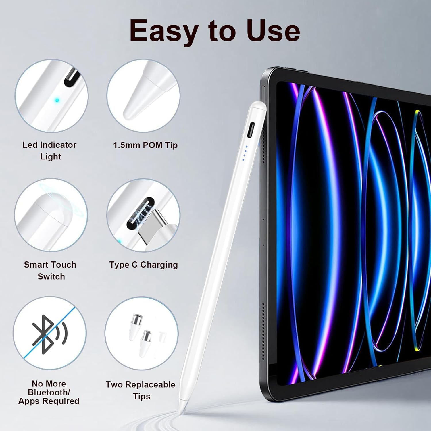 2 Pieces AMZ Fire Max 11 Pen Tablet Stylus Pen for AMZ Fire HD 10 Fire HD 8 Stylists Tablets Touch Screen Pencil (White)