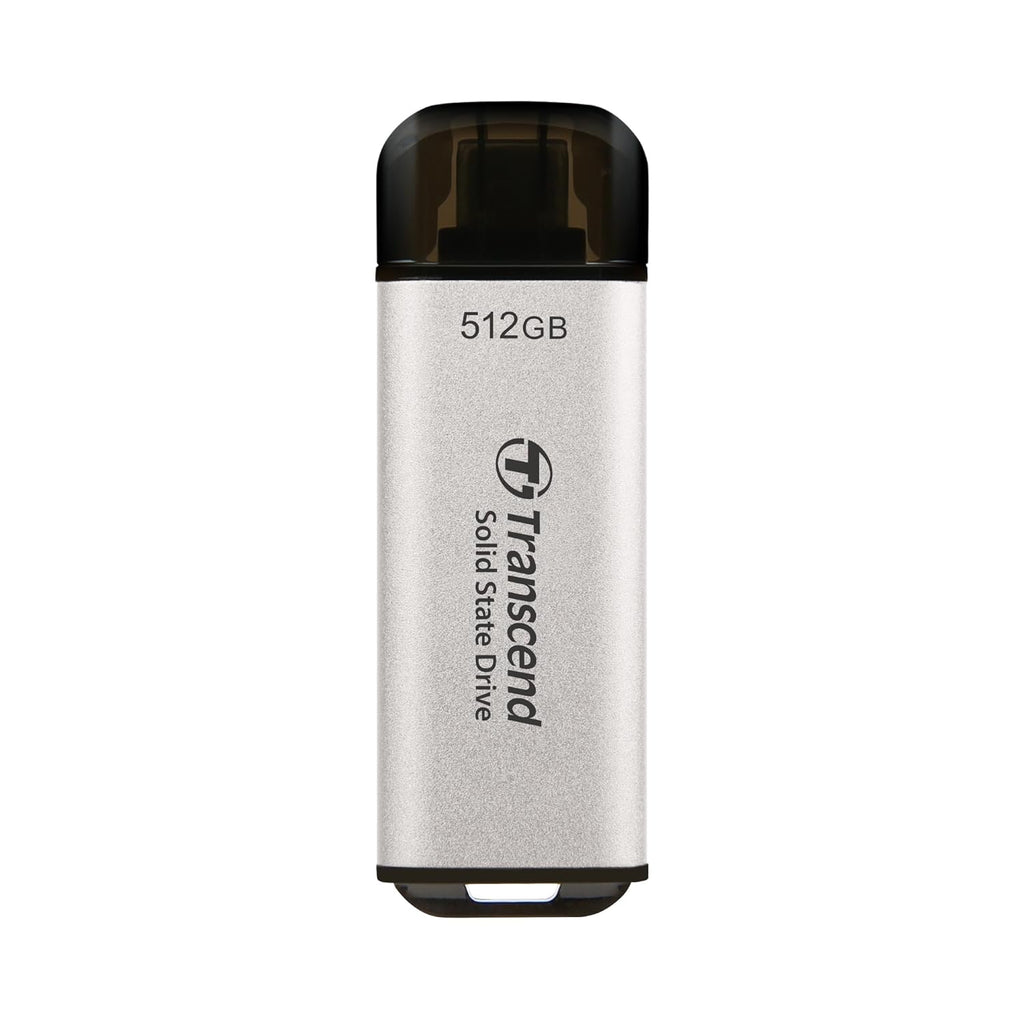 Transcend 512GB External SSD, USB 3.2 Gen2, Up to 1,050MB/s, Portable SSD with Type C, for Steam Deck, ROG Ally, MSI Claw, Windows & Mac, iPhone, iPad, Android, PS5, Xbox, Smart TV, Silver