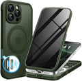 BERFY Magnetic for iPhone 16 Pro Case, Compatible with MagSafe, Built-in Privacy Screen Protector and Upgraded Camera Protection, Anti-Spy Full Body Shockproof Phone Case for 16 Pro 6.3", Green