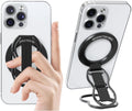 RESPECTED-BRO-Magnetic-Phone-Grip-Stand-with-Finger-Strap, 4-in-1 Magnetic Ring Holder, Kickstand and Elastic Strap for Smartphones, Universal Fit for iPhone, Android, and Cases (Black)