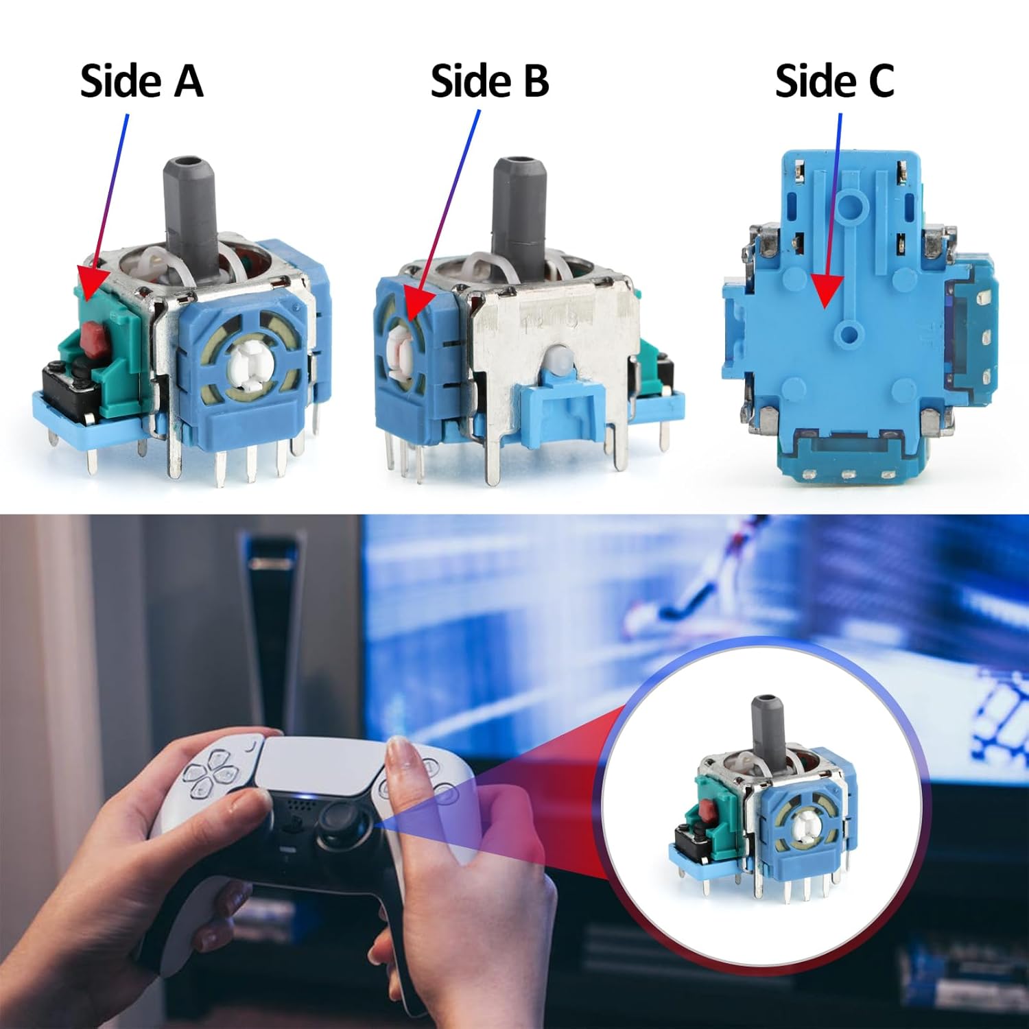 for 3D PS5 Joysticks Replacement for Sony PlayStation 5 PS5 Controller Joystick Replacement for PS5 Analog Stick Replacement for PS5 Thumbsticks Module Controller Replace Accessories (4PCS)