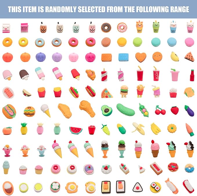 132pcs 3D Cute Kids Erasers, Random Desktop Pet Toys Gifts, Classroom Rewards - Image 7