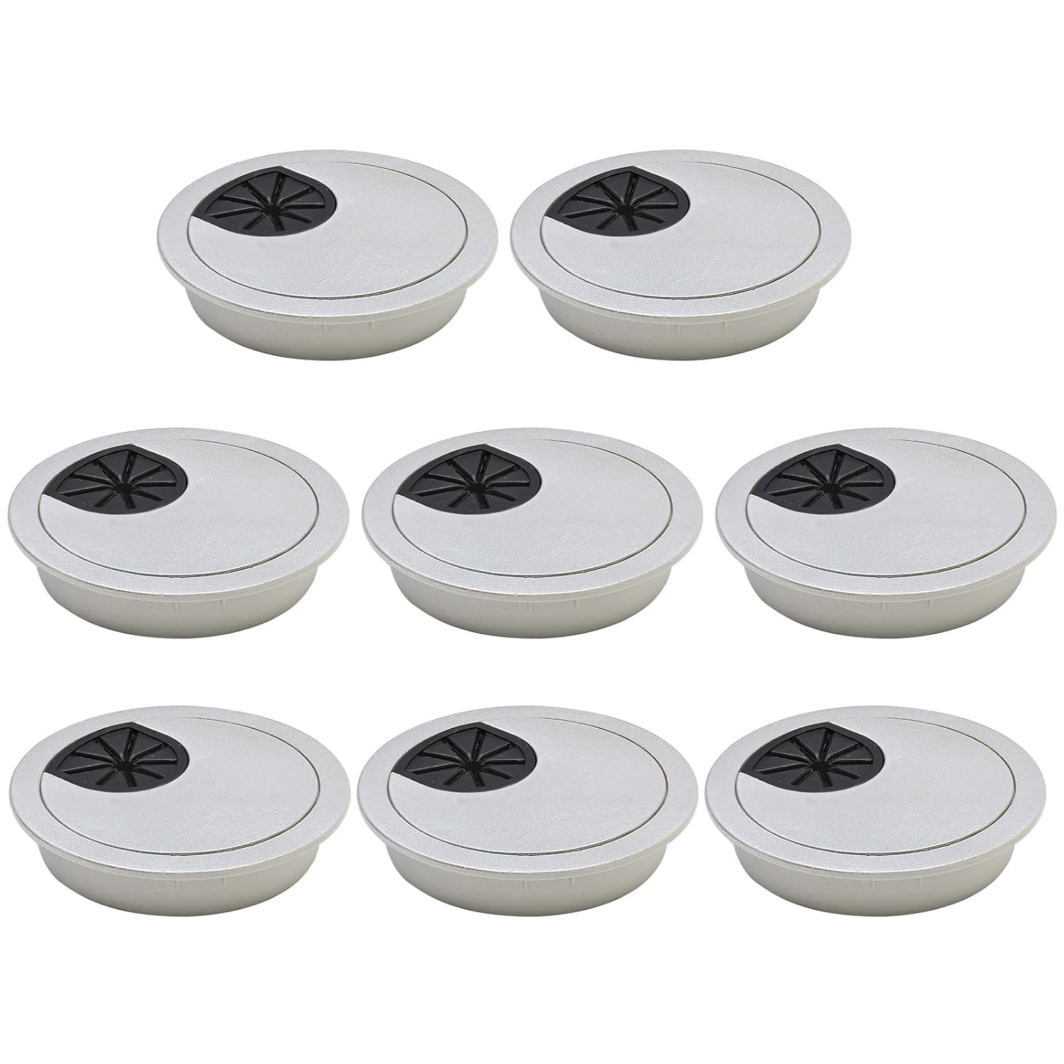 Desk Grommet 2-3/8" (60 mm), Desk Cord Hole Cover, Cable Grommet ABS Plastic, Desk Hole Grommet for Office and Home Table Cable, Detachable Cable Cord Organizer (Silver Sand 8 Pcs)