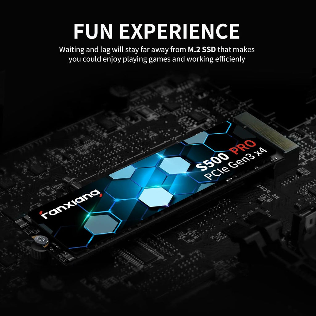 S500 Pro 2TB NVMe SSD M.2 PCIe Gen3x4 2280 Internal Solid State Drive, SLC Cache 3D NAND TLC, Up to 3500MB/s, Compatible with Laptop and PC Desktops(Black)