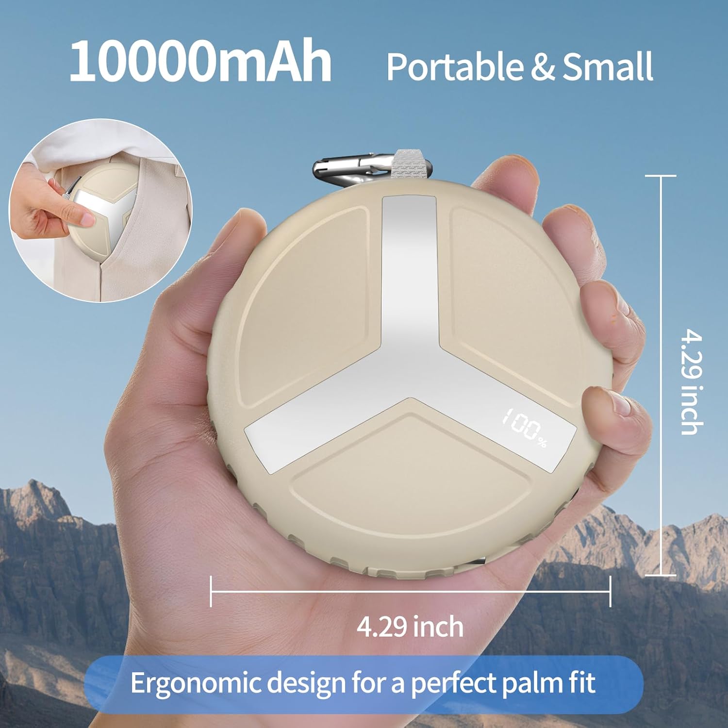 Vivilumens Power Bank Portable Charger 10,000mAh Retractable 25.5 in Built-in Cable Fast Charging Battery Pack USB-C for iPhones Galaxy Laptop with Flashlight&Carabiner for Camping Backpacking Travel