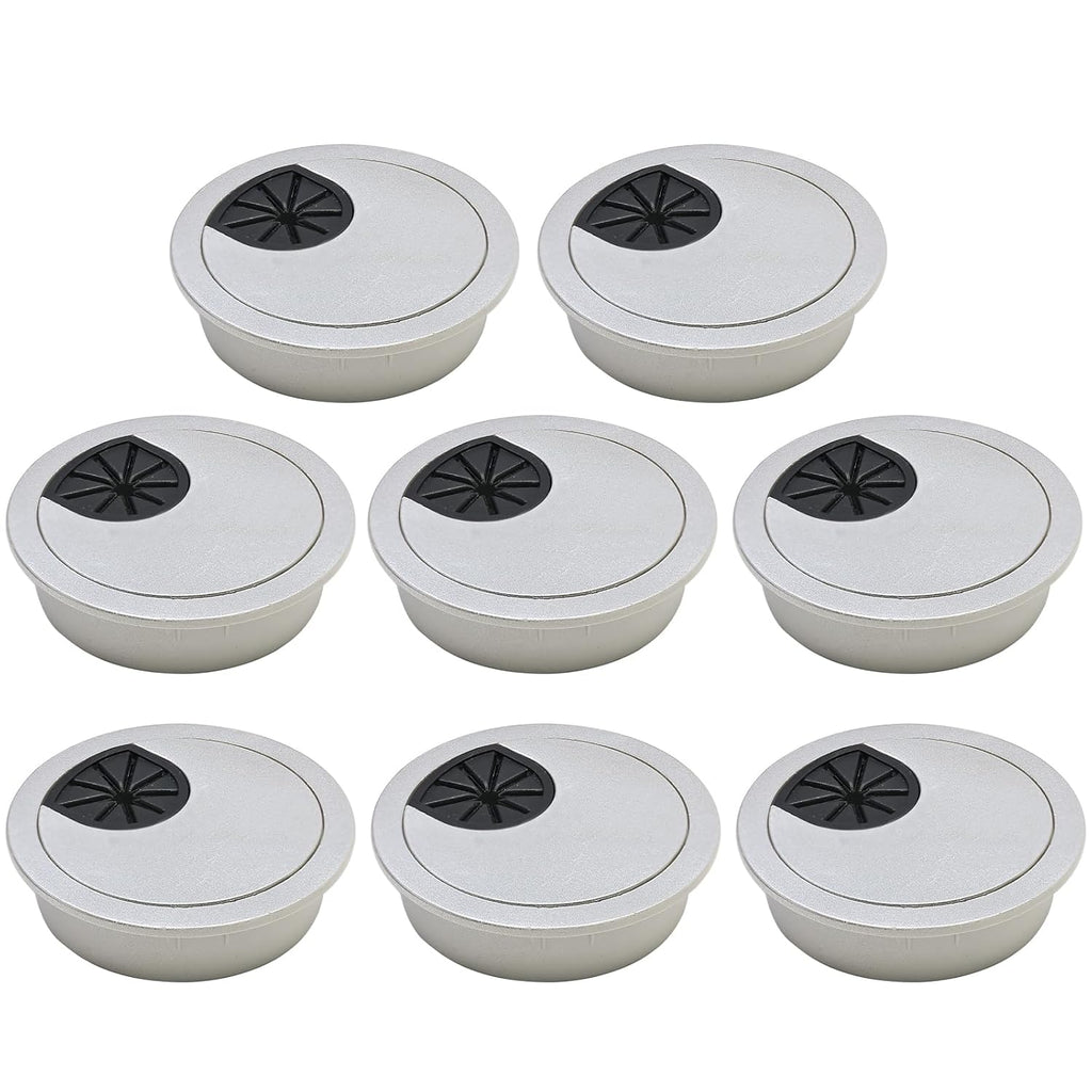Desk Grommet 2-1/16" (53 mm), Desk Cord Hole Cover, Cable Grommet ABS Plastic, Desk Hole Grommet for Office and Home Table Cable, Detachable Cable Cord Organizer (Silver Sand 8 Pcs)
