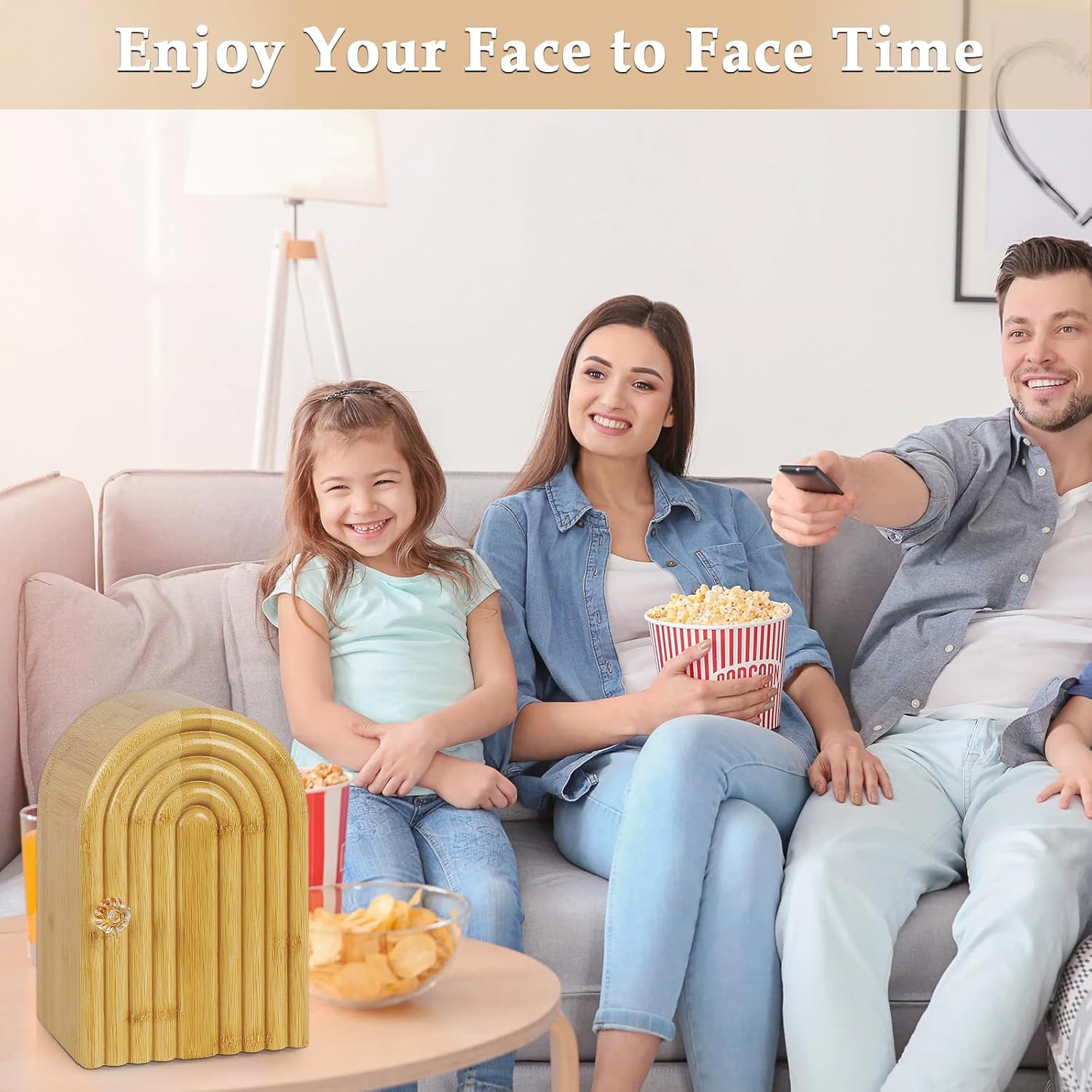 Phone Box for Family Time, Bamboo Cell Phone Jail, 3 Sections Hold 6 Phones, with Charging Holes, Phone Holder Self-Discipline Box, Help Kids Adults Focus Back, Mobile Phone Addiction (Wood)