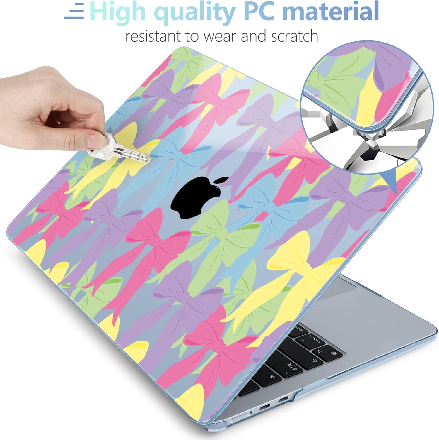 MEEgoodo Case for M4/M3/M2 MacBook Air 13.6 inch Case 2025 2024 2022, Fit Model A3240/A3113/A2681, Laptop Hard Shell with Keyboard Cover Compatible with MacBook Air 13 inch, Cute Colorful Bows
