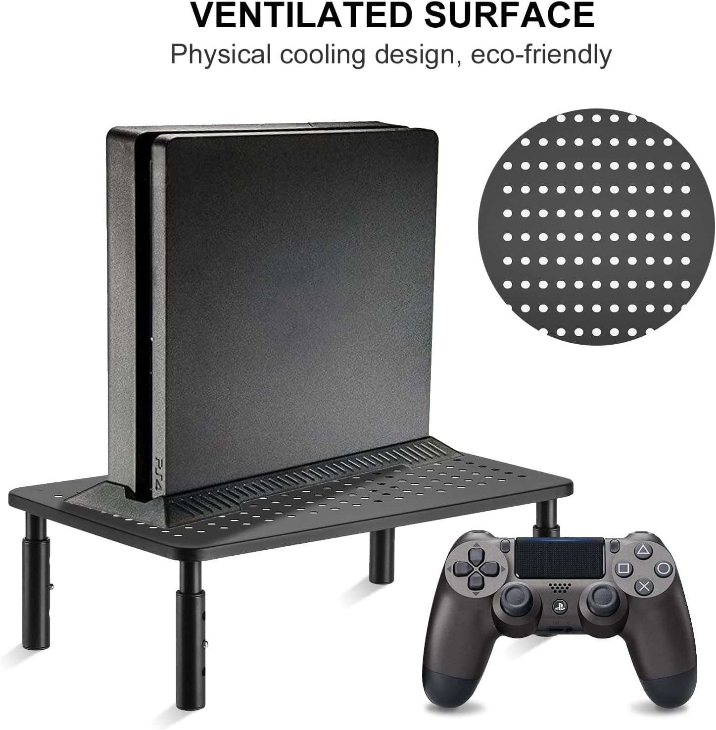 suptek Computer Monitor Stand Riser,Monitor Riser for Laptop, Printer, Notebook and All Flat Screen TV Display with Vented Platform,3 Height Adjustable Laptop Riser,1 Pack,Black(MST003)
