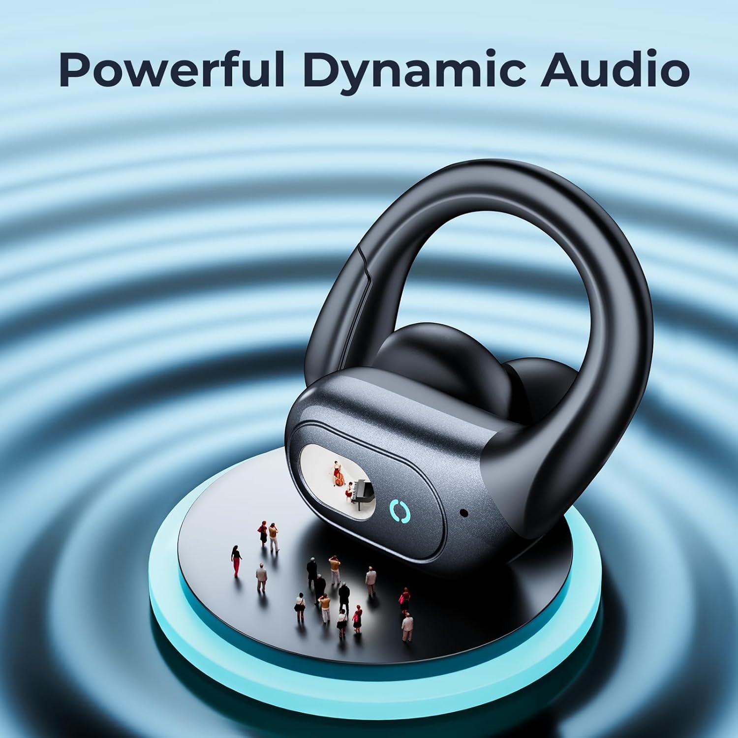 occiam Active Noise Cancelling Ear Buds Bluetooth Headphones Wireless Earbuds 90Hrs Playback Stereo Bass Earphones with Over-Ear Hooks IPX7 Waterproof Earbud for Sports Running Gym Workout Black