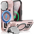 Camera Stand Case for iPhone 15 Pro Max, [Compatible with Mag Safe] [Lens Cover] 2024 Version Military Grade Protective Soft Case for iPhone 15 Pro Max 6.7 inch Men Women, Pink