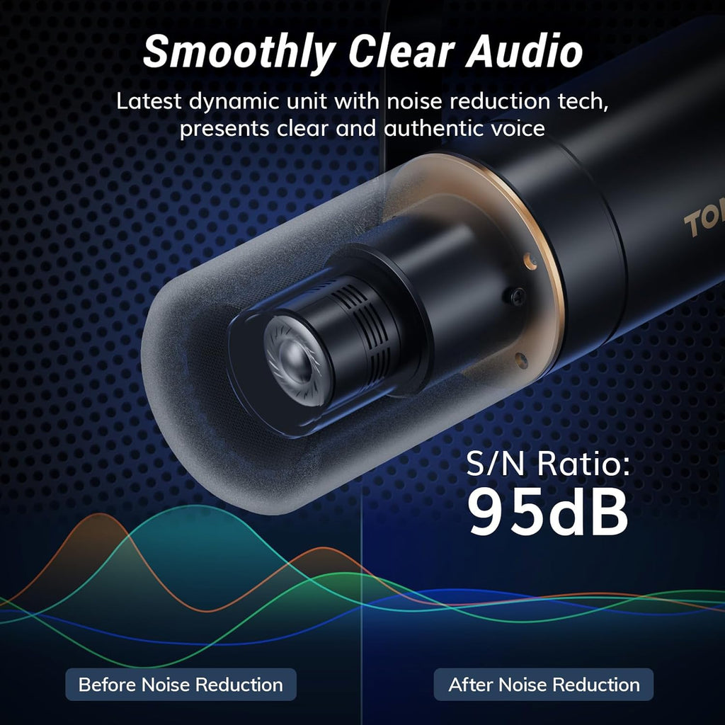TONOR Dynamic Microphone, XLR Microphone for Podcast, Recording, Streaming, Gaming, Content Creating, XLR Cardioid Computer Mic, Audio Interface Needed, Mic with Desktop Stand, TD520X