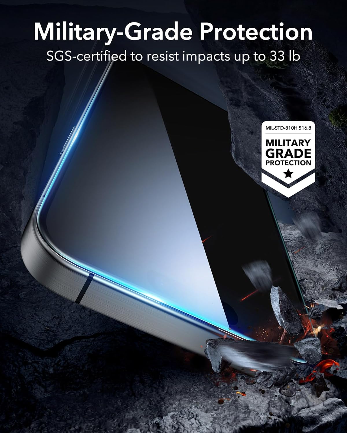 ESR 3 Pack for iPhone 16 Pro Max Privacy Screen Protector, Anti-spy Tempered-Glass Privacy Screen Protector with Flawless Fit Tray, Micro-curved Edges, Case Friendly