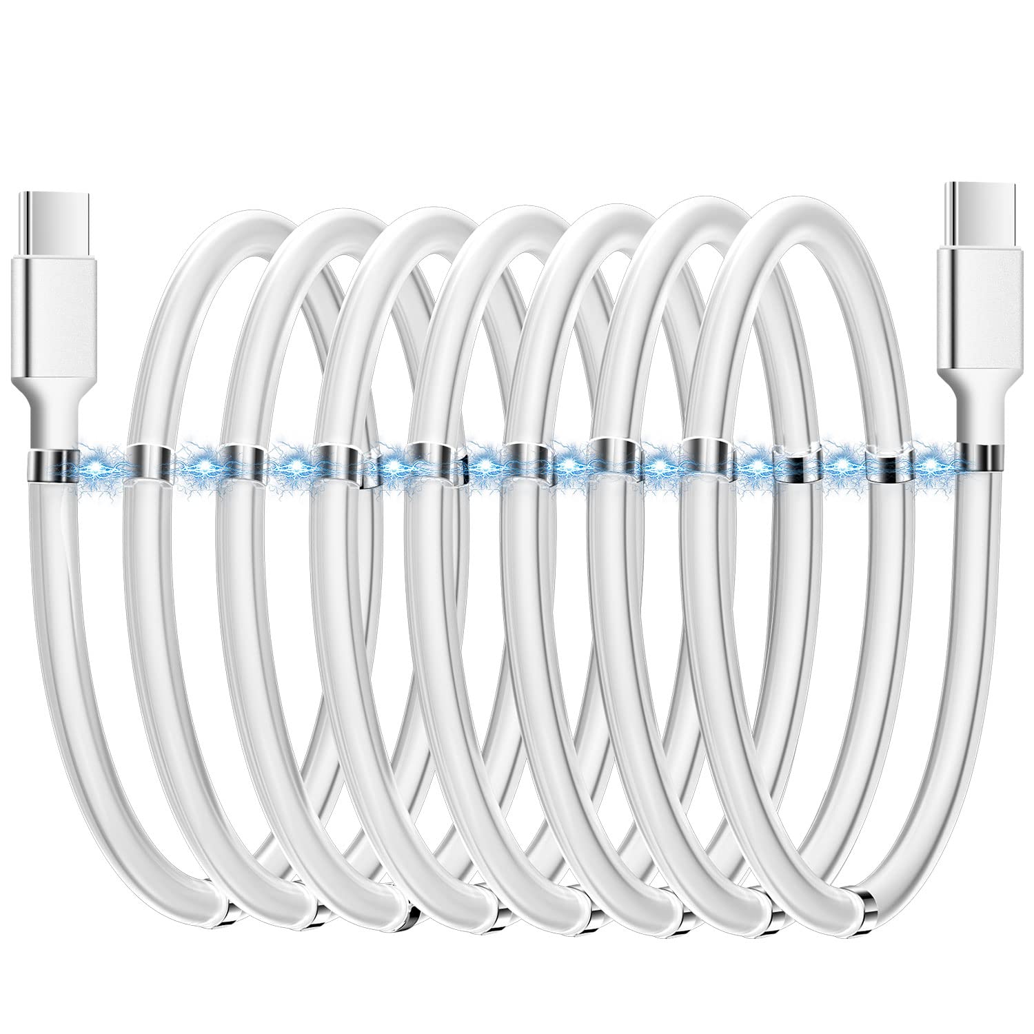 AICase Magnetic Charging Cable, Type C to Type C (6.5 FT) Super Organized Charging Magnetic Absorption Nano Data Cable for Samsung S23/S22/S21/S20 Ultra, MacBook Pro/Air, iPad Pro 12.9 11 Air Mini