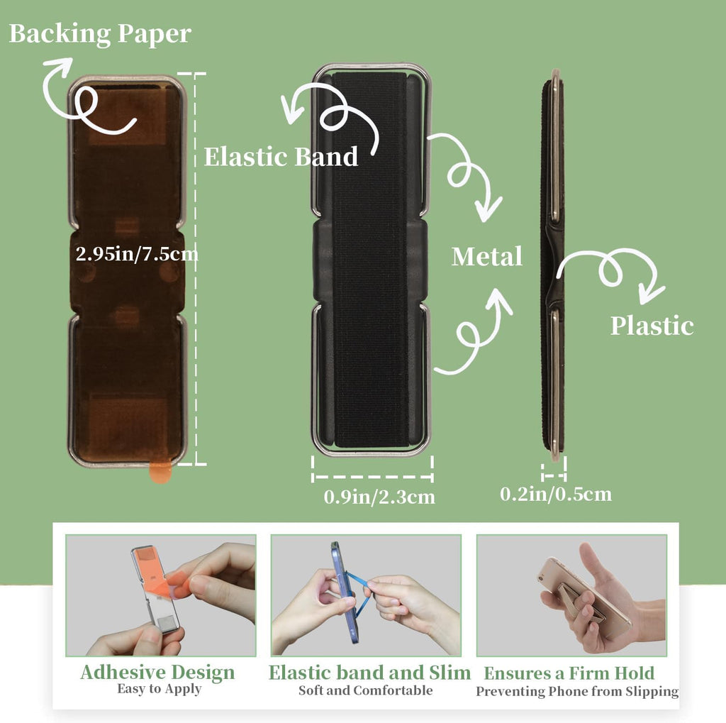 Phone Grip Strap Holder, 4 Pack Adhesive Flat Cellphone Stand Handle Kickstand Case with Elastic Finger Loop for Most Smartphones and Mini Tablets - Gold, Black, Rose Gold, Silver