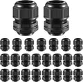 25 PCS 1"(17-25mm) NPT Nylon Cable Gland Joints with Gaskets, IP68 Adjustable Lock Nut Strain Relief Cord Grip Waterproof Cable Glands - UL Listed and RoHS Compliant