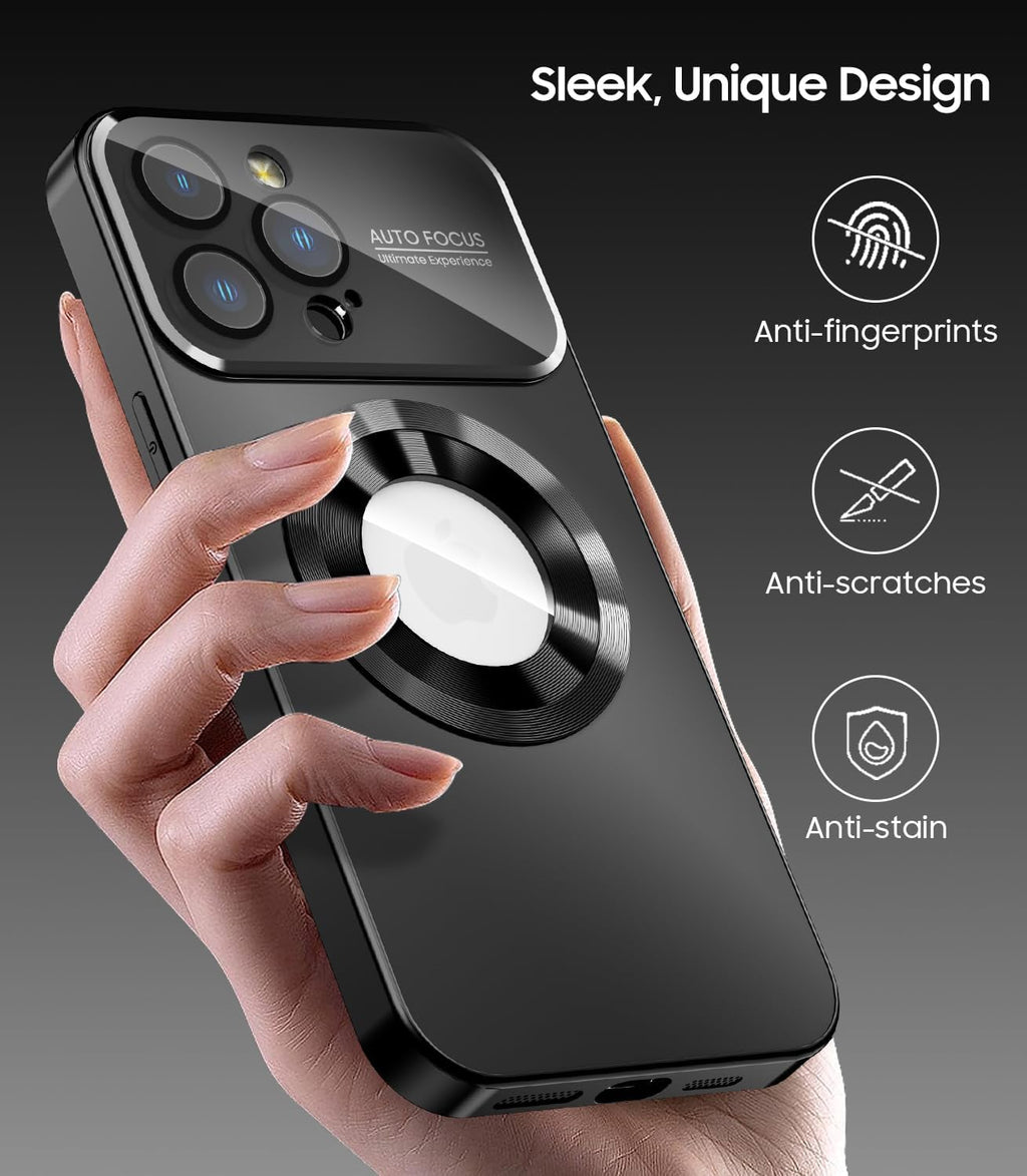 Magnetic for iPhone 13 Pro Case, Built-in Camera Lens Protector, Compatible with MagSafe, Logo View, Military Grade Protective Phone Cover, Black