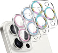 LucBuy 3PCS Sparkling Camera Lens Protector for iPhone 15 Pro/iPhone 15 Pro Max, Full Clear Acrylic Cover with Shiny Colorful Glitter Designed Decoration Back Camera Protector