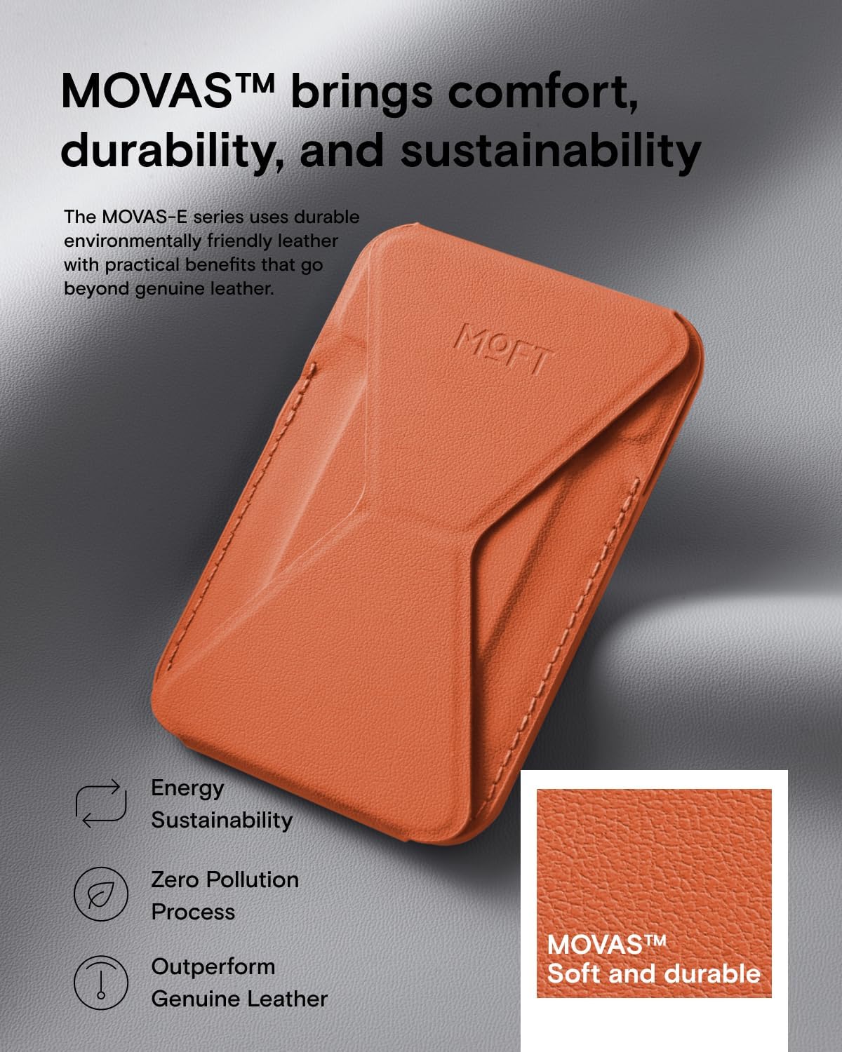 MOFT Magnetic Wallet Stand Compatible with iPhone 16/15/14/13/12 Series, Angle Adjustment MOVAS Phone Stand, Sunrise