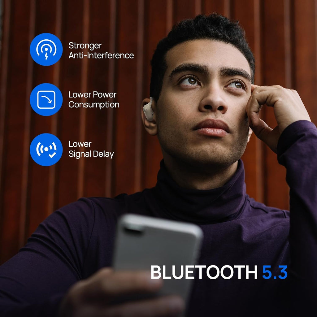 Open Ear Earbuds,Wireless Headphones with Earhooks,Earphones Wireless Bluetooth Air Conduction,Ultra-Comfort,Clear Calls,30H Playtime,IP54 Waterproof