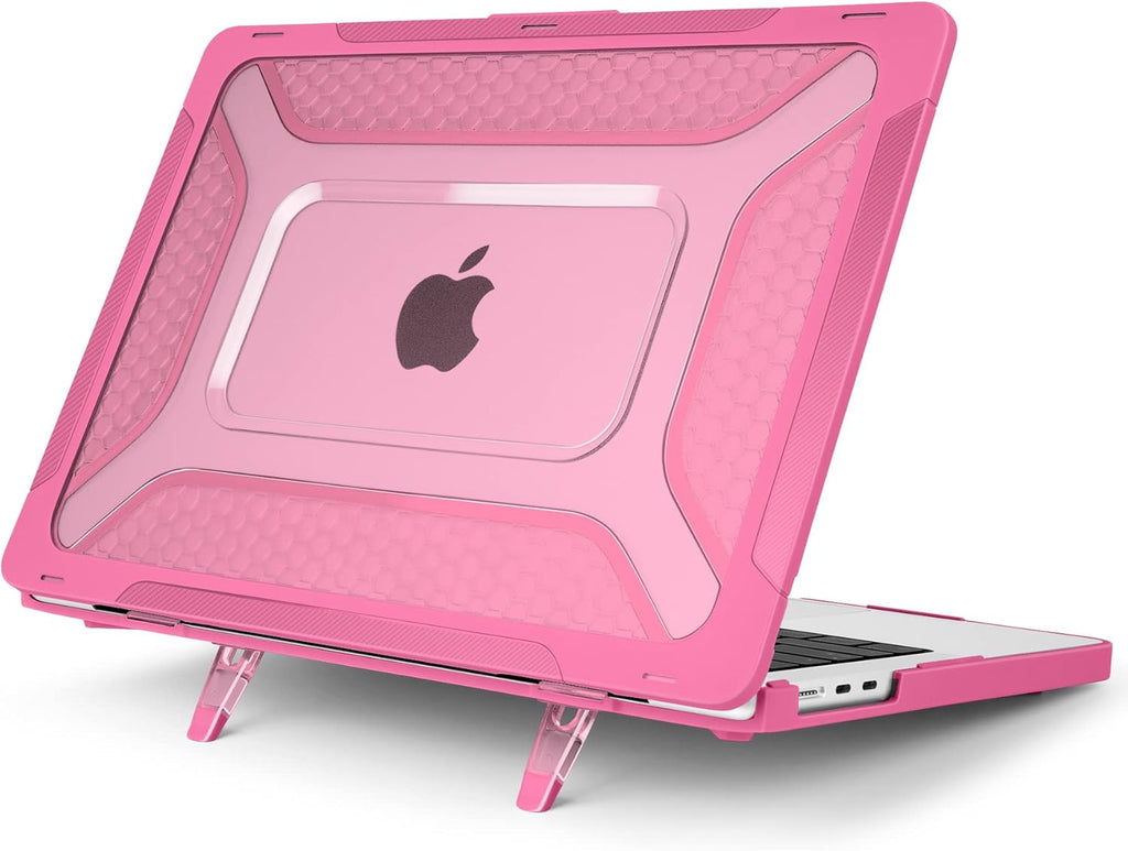 Batianda Case for New MacBook Air 13 inch 2025 M4 Chip 2024 2022 Release A3240 A3113 A2681 Model,Honeycomb Heavy Duty Protective Hard Shell with TPU Bumper Fold Kickstand & Keyboard Cover, Rose