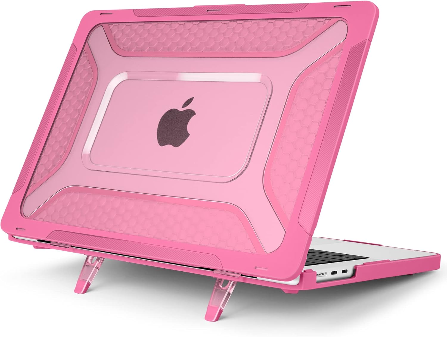 Batianda Case for New MacBook Air 13 inch 2025 M4 Chip 2024 2022 Release A3240 A3113 A2681 Model,Honeycomb Heavy Duty Protective Hard Shell with TPU Bumper Fold Kickstand & Keyboard Cover, Rose