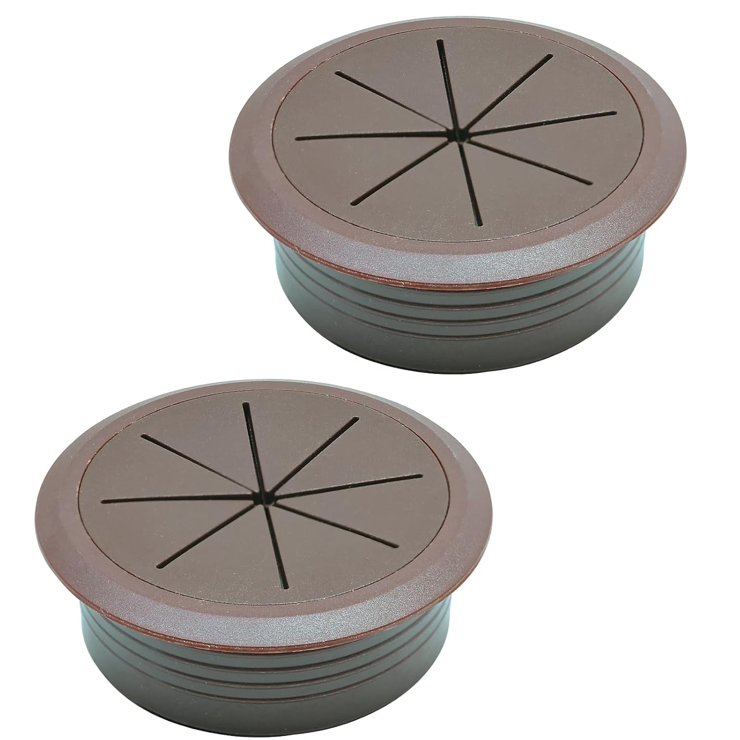 Desk Grommet 2-3/8" (60 mm), Desk Hole Cover for Cables Coffee, Cable Grommet ABS Plastic, Desk Hole Grommet for Office and Home Table Cable, Detachable & Flexible Cable Cord Organizer-2 Pcs