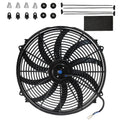 MuHize 16 Inch Universal Radiator Cooling Fan Kit - 12V 120W High Performance Push/Pull Electric Fan with Mounting Hardware, Fits Car/SUV/Light Truck Engine Cooling System