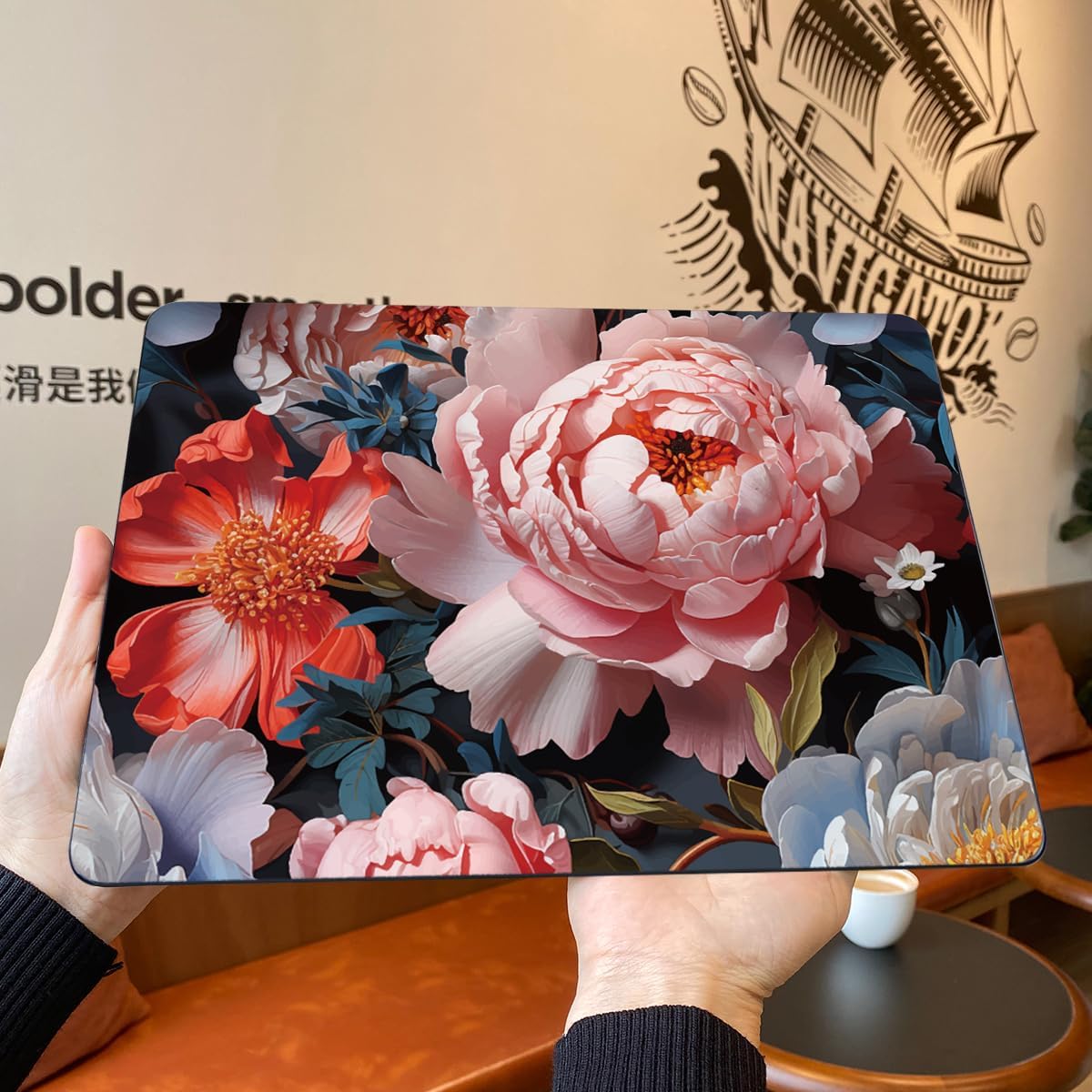 Teryeefi Compatible with A2681 A3113 A3240 MacBook Air 13.6 inch Case M2 M3 M4 Release 2022 2023 2024 2025,Design Slim Cover+Keyboard Cover+OTG Adapter for 13.6 inch MacBook Air, Colorful Peonies