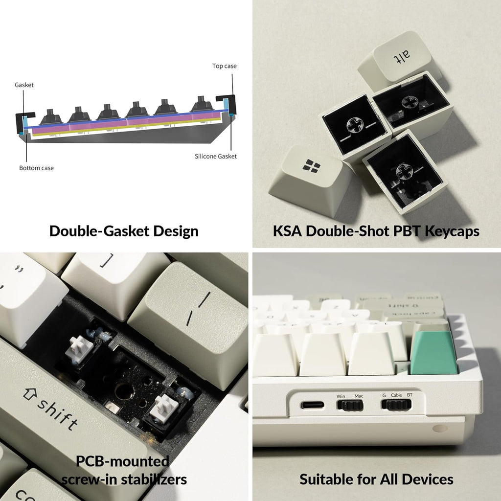 Keychron Q6 Max QMK/VIA Bluetooth Wireless /2.4 GHz/USB-C Wired Custom Mechanical Keyboard, Full Size Programmable Knob RGB Backlit Hot-Swappable Gateron Banana Switch for Mac Windows Linux - White