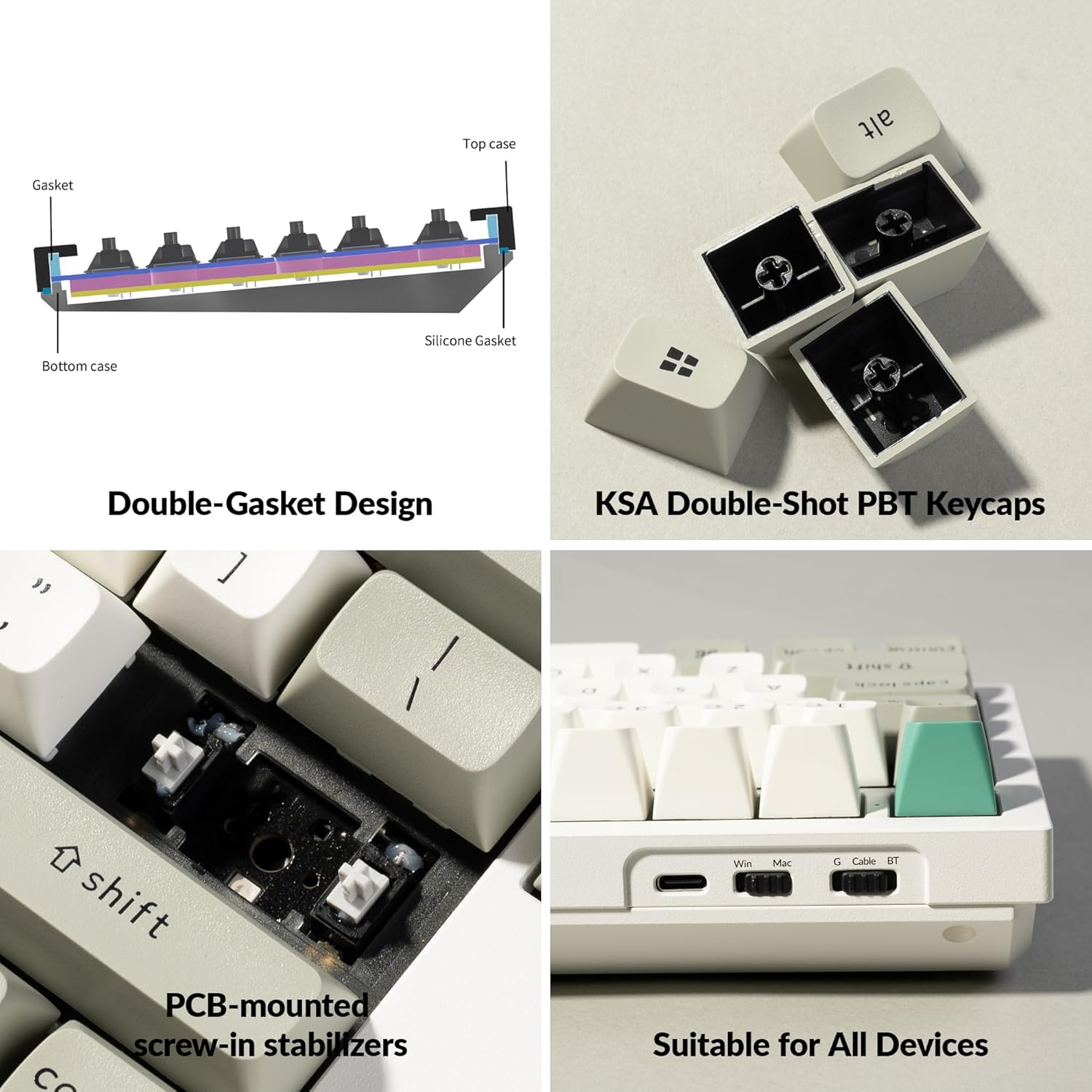 Keychron Q6 Max QMK/VIA Bluetooth Wireless /2.4 GHz/USB-C Wired Custom Mechanical Keyboard, Full Size Programmable Knob RGB Backlit Hot-Swappable Gateron Banana Switch for Mac Windows Linux - White