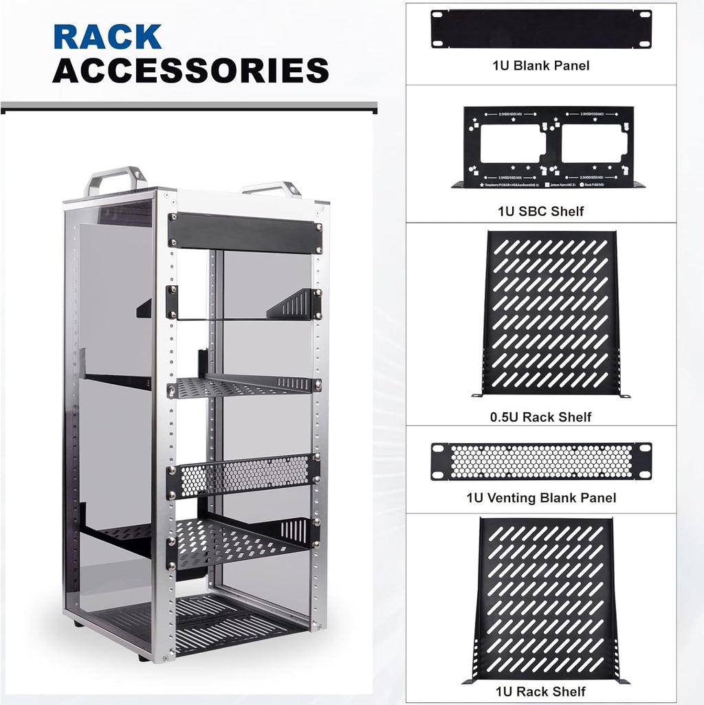 GeeekPi 12U Server Cabinet, 10 inch Server Rack for Network, Servers, Audio, and Video Equipment, DeskPi RackMate T2 Rackmount, 10.23 inch Depth