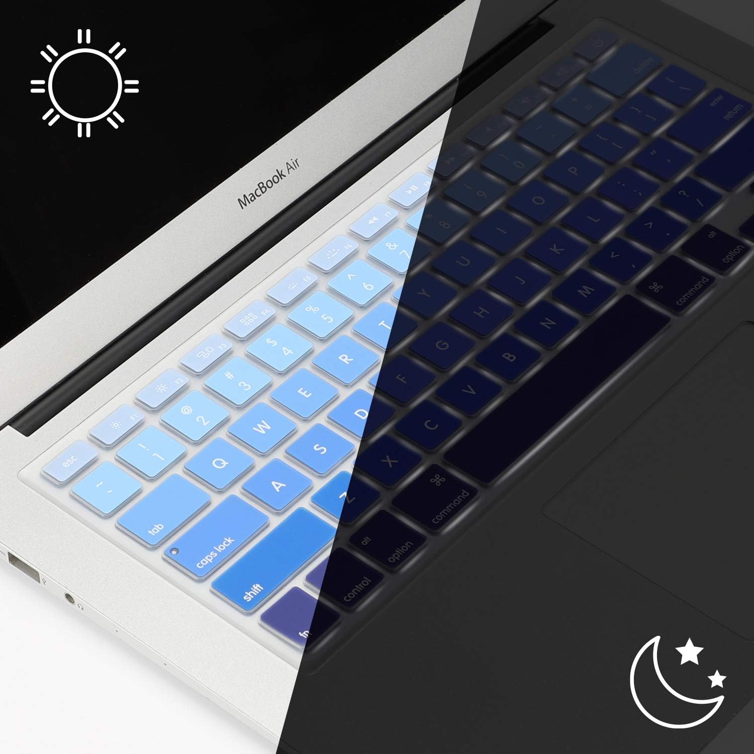 Allinside Blue Ombre Keyboard Cover Skin for MacBook Pro 13" 15" 17" (2015 or Older Version), MacBook Air 13" A1369/A1466, Older iMac Wireless Keyboard MC184LL/B