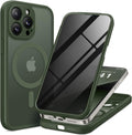 BERFY Magnetic for iPhone 14 Pro Max Case, Compatible with MagSafe, Built-in Privacy Screen Protector and Upgraded Camera Protection, Anti-Spy Full Body Shockproof Phone Case for 14 Pro Max 6.7",Green