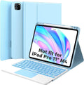 GreenLaw for iPad Air 11 inch case with Keyboard (M3/M2) 2025/2024, for iPad Pro 11 (4th/3rd/2nd/1st Gen) & iPad Air 5th/4th Gen, 7-Color Backlit, Smart Touchpad, 2 Device Connection, Light Blue