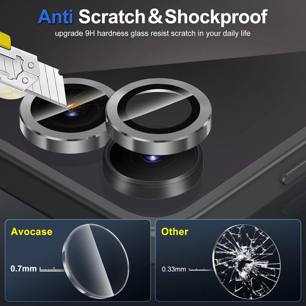 for Samsung Galaxy Z Flip 7 Camera Lens Protector, Individual Metal Ring Tempered Glass Lens Cover, [Strong Adsorption] Scratch Resistant Ultra-Thin HD Clear Lens Cover, 1 Set-Black