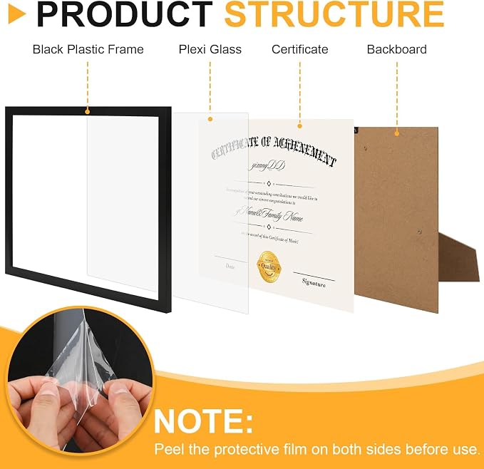 YixangDD 8 Pack Certificate Frames 8.5 x 11, College Diploma Frame - Image 2