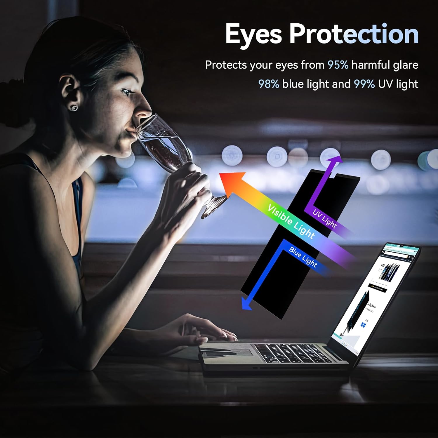 Magnetic Privacy Screen Protector Compatible with MacBook Air M2 13.6 Inch (2022 Release), Removable Anti Spy Blue Light Glare Shield Film Laptop Privacy Filter for Apple Mac Air 13" M2 (A2681)