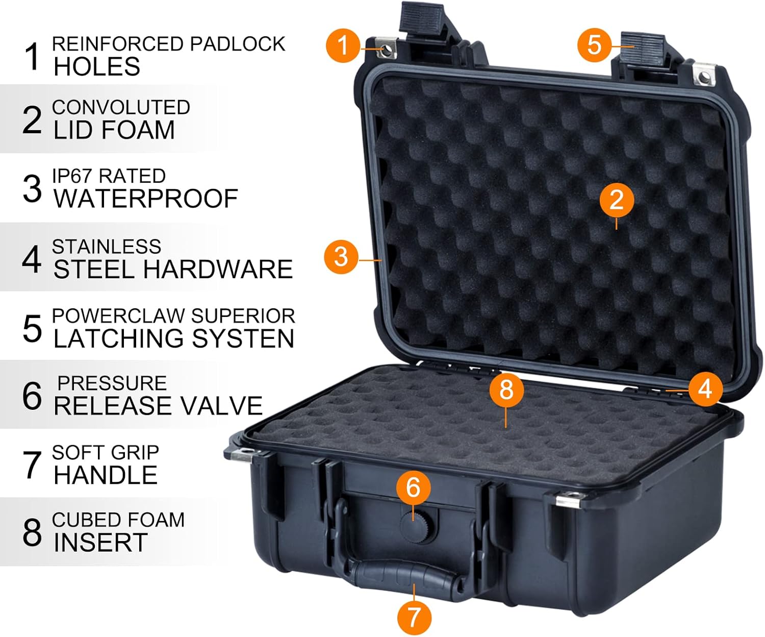 MEIJIA Portable All Weather Waterproof Protective Case,Hard Case,Camera Case With Customized Fit Foam,Fit Use of Drones,Camera,Equipments,Pistols,Elegant Black,13.35 x11.63x5.98inches