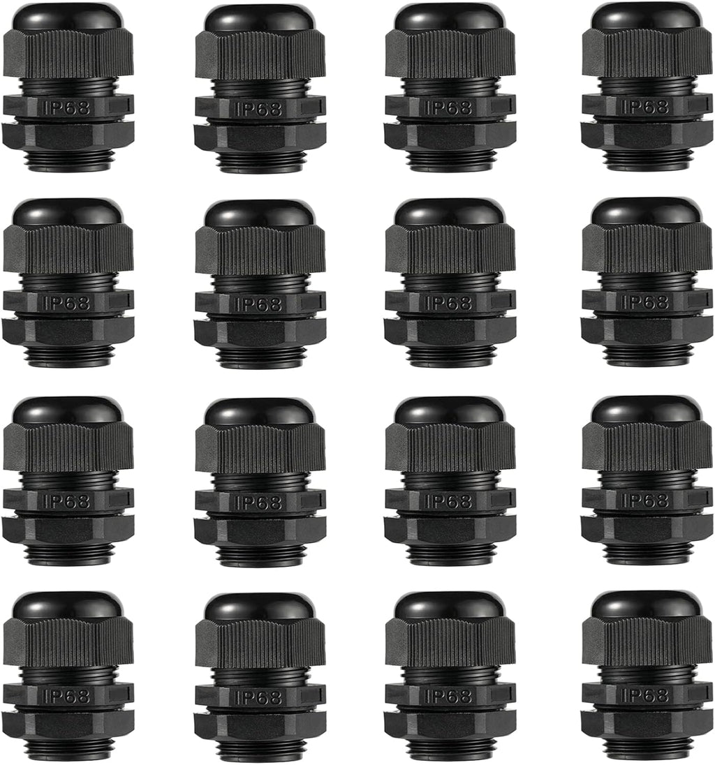 PENGLIN Cable Glands 3/4" NPT Nylon Cable Connector, Strain Relief Cord Connector, IP68 Waterproof Adjustable Locknut(3/4 Inch (16-Pack))