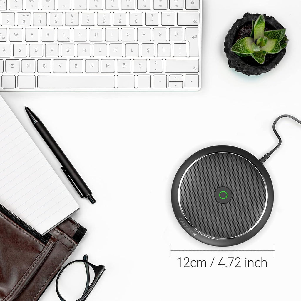 CMTECK Conference USB Microphone, Computer Desktop Mic with Mute Function, Omnidirectional Condenser PC Mic for Video,Streaming, Skype, Plug & Play Compatible with MacOS X Windows (No Speaker)