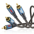 RCA Cable Subwoofer Cable 2RCA Male to 2RCA Male Stereo Audio Cable Y Splitter 24K Gold-Plated Nylon Braided Double Shielded Digital Analogue Supports Amplifiers,Home Theater,Hi-Fi System(6.6ft/2m)