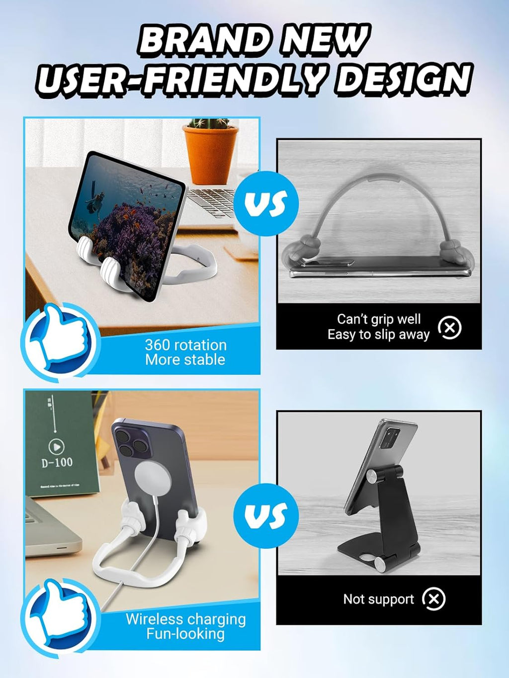 Graduation Gifts for Boys Girls Him Her: Thumbs Up Lazy Phone Stand Holder Gifts for Kids Teens Adults Men Women Teenage Wife Mom Husband Dad Father Mother Birthday Funny Gadgets Stuff
