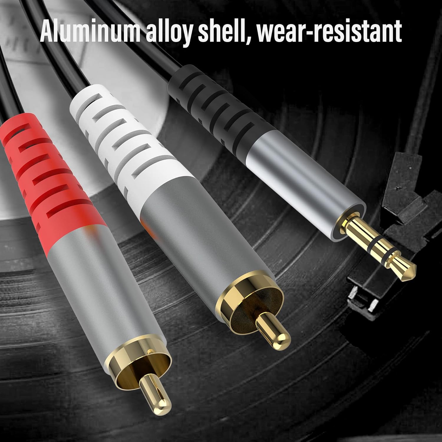 RCA to 3.5mm AUX Cable, (1.5M/4.9Feet) 3.5mm 1/8 to RCA 2-Male Headphone Jack Adapter Y Splitter Premium Stereo Audio Cord for Smartphones, Tablets, HDTV,or MP3 Players, Speakers