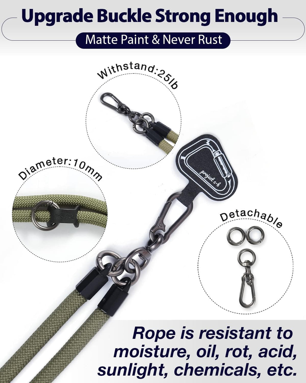 project-cb Cell Phone Lanyard ×1, Tether Tab ×2, Universal Adjustable Phone Strap, Crossbody, Neck Phone Lanyard, Rope Strap