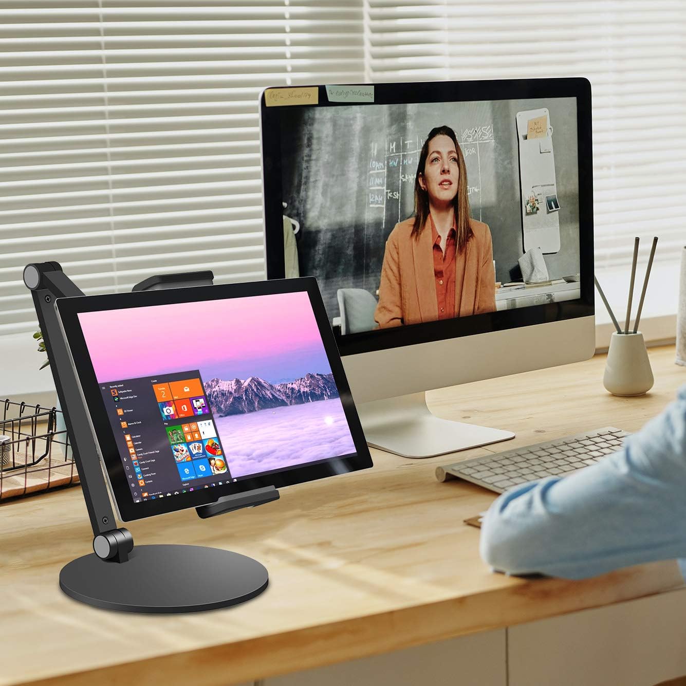 Surface Pro Stand, iPad Pro 12.9 Holder, Multi-Angle Adjustable Tablet Stand Holder for 4.7''- 13'' Screen Microsoft Surface Pro Series, iPad Pro 11/12.9, iPad, mini, Air and More (Black)